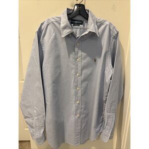 Ralph Lauren Chambray Button Down Shirt Embroidered Logo Size 16.5/ 34/35